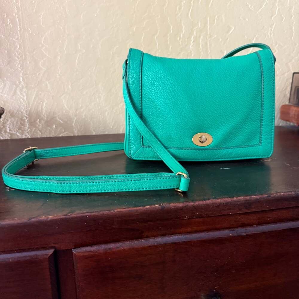Women's Crossbody Bag J. CREW Kelly Green Leather 3-in-1 Small Turn Lock